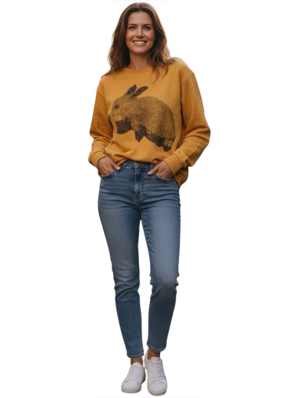 SUPREMEBEING Crewneck sweatshirt with large, textured graphic Rabbit Print.